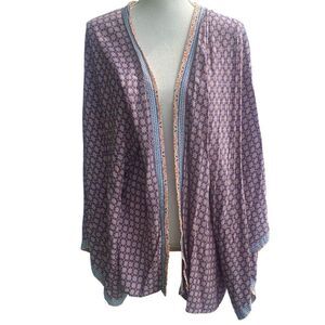 Sim & Sam Womens Multicolor Geometric Print Kimono Cardigan Size Large/XL